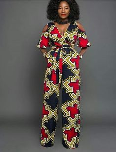 Multicolor Printed Maxi-length Jumpsuits And Rompers, Ankara Jumpsuits For Women, Modern African Print Dresses, Ankara Jumpsuit Styles, African Attire Dresses, Ankara Designs, African Dresses Modern