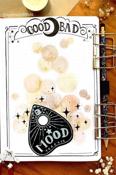 an open notebook with the words good bad on it