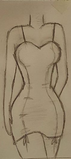 a drawing of a woman's torso in pencil