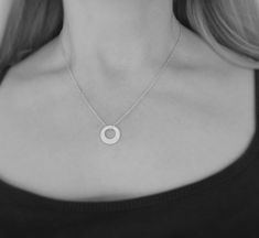 "This small sterling silver washer pendant looks great on its own or layered with other necklaces. It has been hammered to create a modern design. It hangs on a sterling silver extendable link chain 18-20\"/45-50cm Pendant size: 1.4 cm (0.5\") in diameter. The necklace will come in a beautiful gift box." Dangle Necklaces, Hammered Sterling Silver, Circle Necklace, Beautiful Gift Boxes, Silver Pendant Necklace, Sterling Silver Necklace, Jewelry Gift Box, Necklace Silver, Sterling Silver Pendant