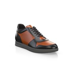 are handcrafted by individual order. Upper material is made by premium leather. Insole and lining materials - leather. Your new shoes will be handcrafted especially for you and delivered for free to your home or office in 1-2 weeks. Included option for free return and remake if the shoes do not fit.Only now all this is available at an exclusive price of $249.00.Proceed with you order now. Black Leather Sneakers With Perforations, Designer Leather Shoes With Contrast Sole, Classic Black Custom Sneakers With Perforations, Modern Brown Leather Sneakers, Custom Black Sneakers With Leather Sole For Business, Black Custom Sneakers With Leather Sole For Business, Black Leather Custom Sneakers With Perforations, Low-top Leather Sneakers With Leather Trim, Custom Black Leather Sneakers With Perforations