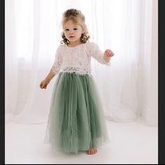 Little Girl’s Sage Green Evening Dress For Flower Girl Or Special Occasions. Never Worn. Brand New Condition. Mint Crochet In A Bohemian Style. Two Piece Tutu Style. Sage Flower Girl Dress, Tool Dress, Girls Evening Dresses, Flower Girl Dresses Country, Green Flower Girl Dresses, Purple Flower Girl Dress, Rustic Flower Girl Dress, Rustic Flower Girls, Fairy Wedding Dress