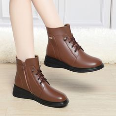 Type: Ankle BootsGender: FemaleSeason: WinterStyle: Casual;Business;Cocktail;Evening;WeddingUpper Material: Composite leatherInner Material: Artificial woolSole Material: RubberHeel Type: Thick heelCasual Footwear Features: Round noseClosure Type: lightningMain Pattern: plainToe: RoundHeel Height: approx. 4.5cmPlatform Height: approx. 1cmShaft Height: approx. 12.5cmCircumference: approx. cm(The measured data is Manufacturer's Size 36)Package Contents: 1 x Shoes (Pair)Please see our size guide as below, you can choose the size according to your foot length and width. If your foot is a little wide and thick, we suggest you choose 1 size larger.Size Guide:28 = foot length 18.5-19cm (Foot width=6.5-7cm)29 = foot length 19-19.5cm (Foot width=7cm)30 = foot length 19.5-20cm (Foot width=7-7.5cm)31 Party Wedge Boots With Round Toe, Formal Winter Wedge Boots With Round Toe, Formal Round Toe Wedge Boots For Winter, Elegant Wedge Boots With Platform And Round Toe, Women Ankle Boots, Women's Ankle Boots, Christmas Leggings, Evening Wedding, Casual Heels