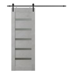 an open sliding door with metal bars on the top and bottom, against a white background