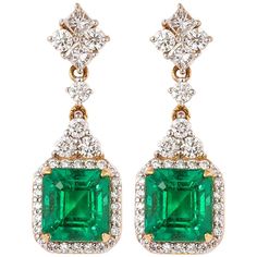 GRS Certified 5.0 Carat Emerald and Diamond Earrings in 18 Karat Yellow Gold For Sale at 1stDibs Emerald And Diamond Earrings, Earrings Diy Handmade, Emerald Diamond Earrings, Octagon Shape, Earrings Design, Expensive Jewelry, Naha, Emerald Earrings, Fabulous Jewelry