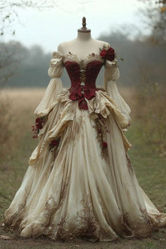 Old Dresses Aesthetic, Ballroom Gowns Elegant, Olden Day Dresses, Fairytail Outfits, Royalty Outfits Dresses, Medieval Gowns Royals, Medieval Dress Royal, Medieval Prom Dress, Medieval Dress Aesthetic