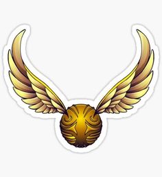 a golden bird with wings sticker