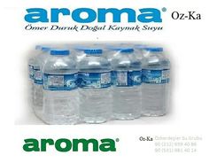 an advertisement for water bottles with the words aroma on it