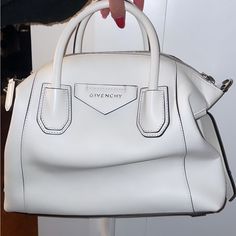 Brand New With Tags And Dustbag Beautiful Slouchy Top Handle/Crossbody Bag May Be Worn In Multiple Ways :-) Givenchy White Tote Bag, High-end White Bag With Top Carry Handle, High-end White Shoulder Bag With Double Handle, High-end White Shoulder Bag With Top Carry Handle, High-end White Shoulder Bag With Top Handle, High-end White Double Handle Bag, White Satchel Evening Bag, White Designer Bag With Top Carry Handle, White Designer Bags With Top Carry Handle