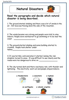 a worksheet for describing the dangers of natural disasters in children's books