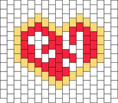 an image of a cross stitch pattern with red, yellow and white squares on it