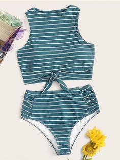 High Waisted Swimsuit Bottoms, Outfits Modest, 2 Piece Swimsuits