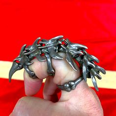 Sterling Silver Ring. Custom Made. Bends With Finger. Largest Ring Now Fits Approximately Size 7. Ring Has Not Been Silver Polished. Has A Dark Patina Now. Full Finger Rings, Large Ring, Mens Accessories Jewelry, Sterling Silver Rings, Mens Accessories, Silver Rings, Sterling Silver, Crystals, Silver