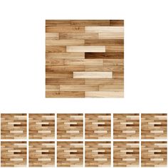 wood flooring samples with different sizes and colors on the bottom, in various positions