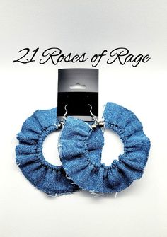 two pairs of blue scrunched hair ties with the words, 21 roses of rage