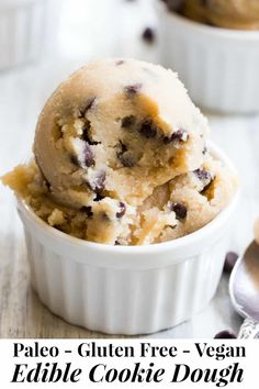 two scoops of ice cream with chocolate chips