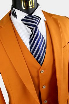 Orange Mens Outfits, Burnt Orange Outfit, Burnt Orange Suit, Suit 3 Piece, Prom Tuxedo, Orange Suit, Modern Suits, Morning Suits, Blue Themed Wedding