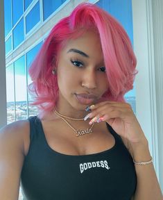 Pink Bob, Karin Jinsui, Hair Black Women, Hair Flip, Ponytail Styles, Hair Life, Baddie Hairstyles