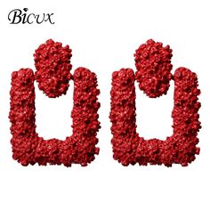 FREE SHIPPING Fashion Gold Drop Earrings for Women Statement Big Geometric Metal Earrings JKP1691 Red Metal Earrings For Summer, Bar Earrings Cartilage, Hot Pink Roses, Metal Drop, Earring Cards, Hanging Earrings, Big Earrings, Bar Earrings, Modern Earrings