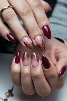 Embrace the beauty of autumn with these elegant acrylic fall nail ideas that blend warm oranges, deep reds, and soft browns. Perfect for capturing the essence of the season, this stunning nail art features intricate leaf designs and subtle shimmer, reflecting the colorful foliage outside. Transform your nails into a canvas of fall beauty, making every gesture an expression of seasonal style. Don’t miss out on these enchanting designs! Black And Red Fall Nails, Fall Nail Designs Almond Shape Short, Nail Art Designs For Marriage, Warm Nail Designs, Autumnal Nail Designs, Fall Red Nails Designs, Red Fall Nails Ideas, Maroon Wedding Nails, Fall Nail Designs Red