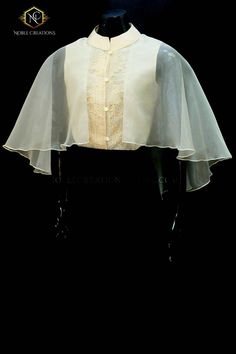 Filipiniana Gown, Modern Filipiniana Dress, Filipino Clothing, Modern Filipiniana, Filipino Fashion, Cape Blouse, Embroidered Cape, Filipiniana Dress, Boat Neck Blouse Design