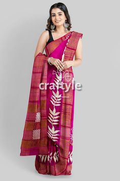 This is an exclusive Hand Block Print Bishnupuri Zari Tussar Silk Saree, beautifully crafted by our artisans. The running blouse piece is included with the saree. You'll definitely feel the elegance and extreme comfort of the handmade Tussar Saree. Also it's light weight so that you can easily carry the attire everywhere.  Saree Length : 5.5 mtr BP Length : 1 mtr approx. Weight : 415 gm approx. The fabric is Bishnupuri Pure Tussar Silk - Silk Mark Certified. Dry Clean Only. -------------------------------- We regularly upload new premium products for you. So, kindly visit our shop: https://www.etsy.com/shop/CraftyleIndia Please click the Follow Shop ❤ button at the top of the shop and share to get latest updates. Click on the Heart Sign ❤ to add item to your favorites. Pink Chanderi Saree With Block Print, Wedding Block Print Chanderi Pre-draped Saree, Wedding Pre-draped Chanderi Saree With Block Print, Wedding Semi-stitched Block Print Pre-draped Saree, Wedding Pre-draped Block Print Semi-stitched Saree, Wedding Block Print Pre-draped Saree, Wedding Pre-draped Saree With Block Print, Block Printed Saree, Tussar Saree