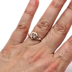 Claddagh Ring Morganite Engagement Ring Irish Promise Ring 14K Irish Promise Rings, Daly City, Claddagh Ring, Claddagh Rings, Morganite Engagement, Morganite Engagement Ring, Morganite Ring, Celtic Jewelry, Ring Jewelry