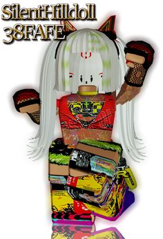 a doll with long white hair holding some skateboards