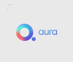 the logo for aura is shown in blue and pink colors on a light gray background