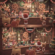 a christmas scene with santa claus and reindeers