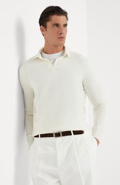 Fine two-ply cashmere fiber lends the perfect weight to the garment and guarantees comfort. Shirt-style collar Regular shoulder Plain stitch Knit Polo, Nordstrom Store, Anniversary Sale, Brunello Cucinelli, New Shoes, Panama, Shirt Style, Cashmere, Shop Now