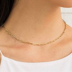 Brand New Classic Paperclip Chain Necklace That Is Played In 18k Yellow Gold! 16” Total Adjustable Lobster Clasp Gold Paperclip Clavicle Chain Necklace, Yellow Gold Clavicle Chain Necklace With Rectangular Links, Gold Chain Paperclip Necklace For Gifts, Gold Oval Link Clavicle Chain Necklace, Gold Dainty Necklace With Rectangular Links, Dainty Yellow Gold Paperclip Necklace, Gift Clavicle Chain Necklace With Paperclip Shape, Dainty Gold Paperclip Chain Necklace, Yellow Gold Oval Link Charm Necklace