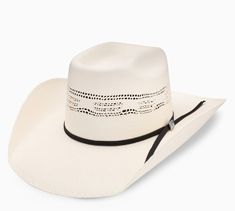 Part of the Resistol Cody Johnson Collection, the Wild As You Youth Cowboy Hat is a sturdy, good-looking Bangora hat with a 4” brim and a 4 1/2" rounded brick crown. The black ribbon hatband bears the Cojo logo in blue, while the elastic sweatband helps ensure that he won’t outgrow it in the blink of an eye. Classic Curved Brim Sun Hat For Western-themed Events, Classic High Crown Hat Bands For Beach, Classic Brimmed Sun Hat For Western-themed Events, Adjustable High Crown White Hat, White Adjustable High Crown Hat, Classic Straw Hat With High Crown And Adjustable Fit, Classic High Crown Straw Hat With Adjustable Fit, Classic White Hat With High Crown, Classic High Crown Straw Hat