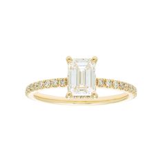 With the timeless emerald cut and sheer brilliance, this Evergreen Diamonds 14k gold diamond hidden halo ring is a thing of beauty. With the timeless emerald cut and sheer brilliance, this Evergreen Diamonds 14k gold diamond hidden halo ring is a thing of beauty.Click on this JEWELRY & WATCHES GUIDE to learn about fit, styles, materials and more! BENEFITS OF LAB-GROWN DIAMONDS Offer essentially the same physical, chemical and optical properties as mined diamonds. Lab-grown diamonds are larger, a Halo Rings, Emerald Cut, Gold Finish, Lab Grown Diamonds, Gold Diamond, Halo, Emerald, Jewelry Watches, Engagement Rings