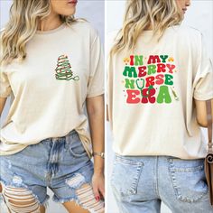 In My Merry Nurse Era Shirt, Nurse Christmas Shirt, Nurse Mom Shirt, Nursing Student Christmas Shirt - Nurse Christmas Gift for Friend Shirt Welcome to our world full of quality, stylish and exclusive products. Discover your new favorites and take a look at the details that touch your style! We are sure you can find everything you need. We wish you pleasant shopping! **T-Shirt Description** **Welcome to Chicstyletees46 **Product Details Our t-shirts are perfect for football enthusiasts and fashion lovers alike. We use premium shirts from Bella Canvas and Gildan Soft  Style, ensuring top quality and comfort. **Bella Canvas - Unisex sizing for a versatile fit - Lightweight at 4.2 oz for superior comfort - Available in various compositions, including 100% Combed Cotton, Ring-Spun Cotton, and Nurse Mom Shirt, Students Christmas, Nurse Mom, Christmas Gifts For Nurses, Nurse Christmas, Nursing Mom, Nursing Student, Christmas Gifts For Friends, Friends Shirt