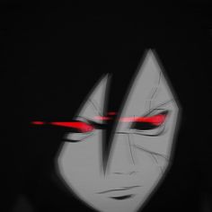 an anime character with red eyes in the dark