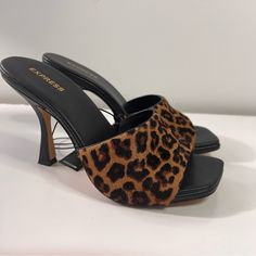 New With Tags No Box! Brand:Express Size:6 Color:Black Heel:4” Brown Closed Toe Sandals For Night Out, Black Heel, Heeled Sandals, Black Heels, Black And Brown, Sandals Heels, Black Color, Size 6, Women Shoes