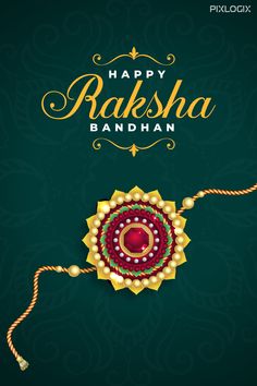 happy raksha bandhan on green background