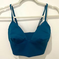 New With Tags! Size S. Retail $38. Blue, Super Soft Bralette And Has Pipping In Cups For Support. Blue Crop Top With Built-in Bra And Spaghetti Straps, Blue Camisole Crop Top With Straps, Blue Crop Top With Spaghetti Straps And Built-in Bra, Blue Spaghetti Strap Crop Top With Built-in Bra, Blue Seamless Crop Top With Spaghetti Straps, Blue Seamless Spaghetti Strap Crop Top, Seamless Blue Spaghetti Strap Crop Top, Blue Spaghetti Strap Crop Top, Bra-friendly, Chic Blue Crop Top With Spaghetti Straps