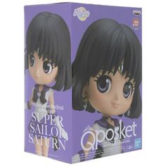 a box with an anime doll in it's front and back sides, on a white background