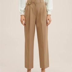 Beautiful Tan Trousers From Mango. From Website: High Waist. Dart Detail. Twin Buttoned Flap Pockets At Front. Loops. Concealed Button, Hook And Zip Fastening. Size 4 - Measure About 13” Laying Flat Nwot Love These But They’re A Tad Too Small For Me. Currently Out Of Stock Online. Neutral Family Photos, Tan Trousers, Subtle Pattern, Family Picture Outfits, Mango Outlet, Family Photo Outfits, Picture Outfits, Garment Labels, Straight Trousers