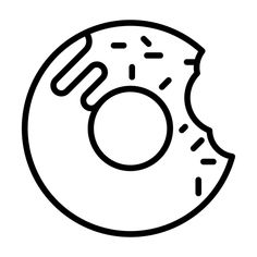 a black and white drawing of a doughnut