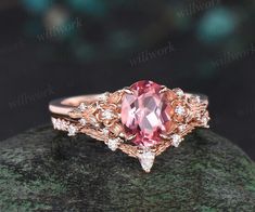 - Metal: Solid gold(10K/14K/18K white/yellow/rose gold),925 sterling silver,platinum available- Main Stone: 6x8mm oval lab Papalacha pink sapphire- Accent Stone: diamonds or moissanites- Wedding Band Stone: diamonds or moissanites- Band Width: About 1.4mm- Can be personalized: Yes Pastel Engagement Ring, Pink Gold Solitaire Wedding Jewelry, Pink Gold Solitaire Jewelry For Wedding, Pink Gold Rose Cut Diamond Wedding Jewelry, Pink Gold Jewelry With Rose Cut Diamonds For Weddings, Pink Diamond Ring With Accents For Wedding, Pink Diamond Ring With Diamond Accents For Wedding, Pink Gold Wedding Jewelry With Accent Stones, Elegant Pink Bridal Sets As Gift