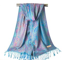 Wedding Pashmina, Festival Scarves, Bohemian Scarves, Pink Shawl, Blue Shawl, Pashmina Wrap, Chic Scarves, Reversible Scarf, Paisley Scarves