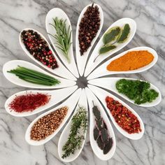 the words make your healthist year with herbs in spoons on a marble surface