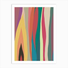 an abstract art print with multicolored lines