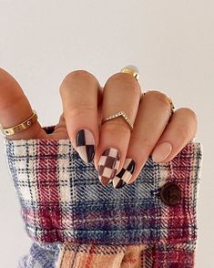 Bre Sheppard, Checkered Nails, November Nails, Cute Gel Nails, Minimalist Nails, Fall Nail, Dream Nails, Fire Nails, Pretty Acrylic Nails