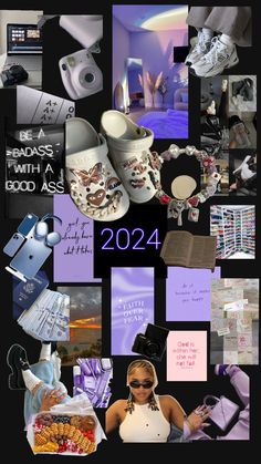 a collage of photos with the words 2012 written in purple and black on them