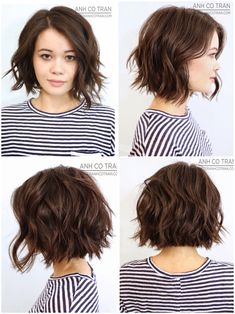 360 view of great classic Bob gone messy Anh Co Tran Bob, Layered Haircuts For Women, Anh Co Tran, Wavy Bob Haircuts, Textured Haircut, Popular Short Hairstyles, Classic Bob, Haircut Styles, Wavy Hairstyles