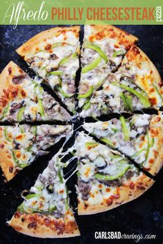 a pizza with cheese and green peppers on it